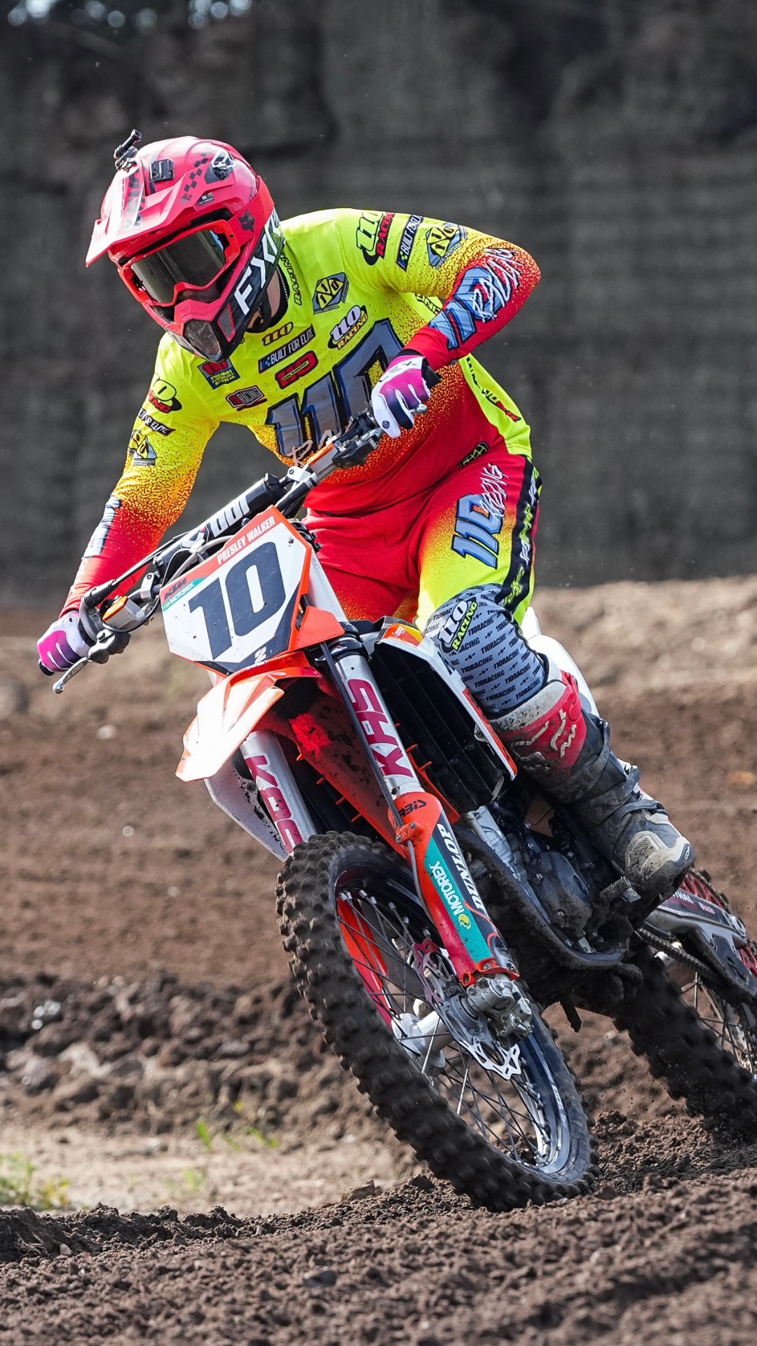 Presley Walker railing a berm on his motocross bike